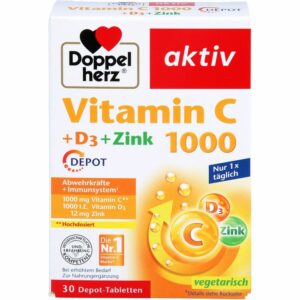 DOPPELHERZ Vitamin C 1000+D3+Zink Depot Tabletten 30 St.