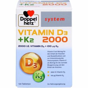 DOPPELHERZ Vitamin D3 2000+K2 system Tabletten 120 St.