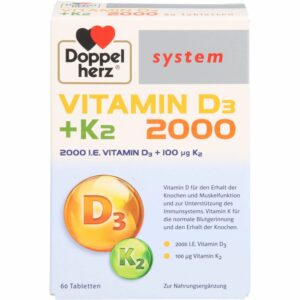 DOPPELHERZ Vitamin D3 2000+K2 system Tabletten 60 St.
