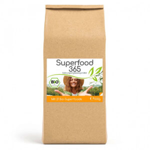 Superfood 365 Bio "Neue Rezeptur" - mit 21 Bio-Superfoods 125 Tagesvorrat 500g Pulver Vorratsbeutel