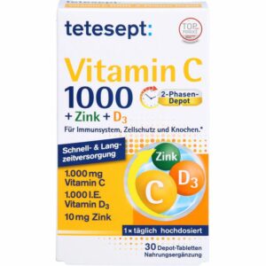 TETESEPT Vitamin C 1.000+Zink+D3 1.000 I.E. Tabl. 30 St.