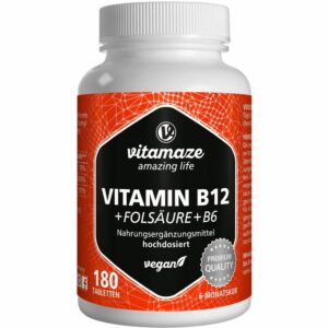 VITAMIN B12 1000 μg hochdos.+B9+B6 vegan Tabletten 180 St.