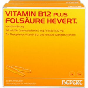 VITAMIN B12 PLUS Folsäure Hevert a 2 ml Ampullen 200 St.