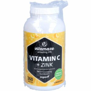VITAMIN C 1000 mg hochdosiert+Zink vegan Tabletten 360 St.